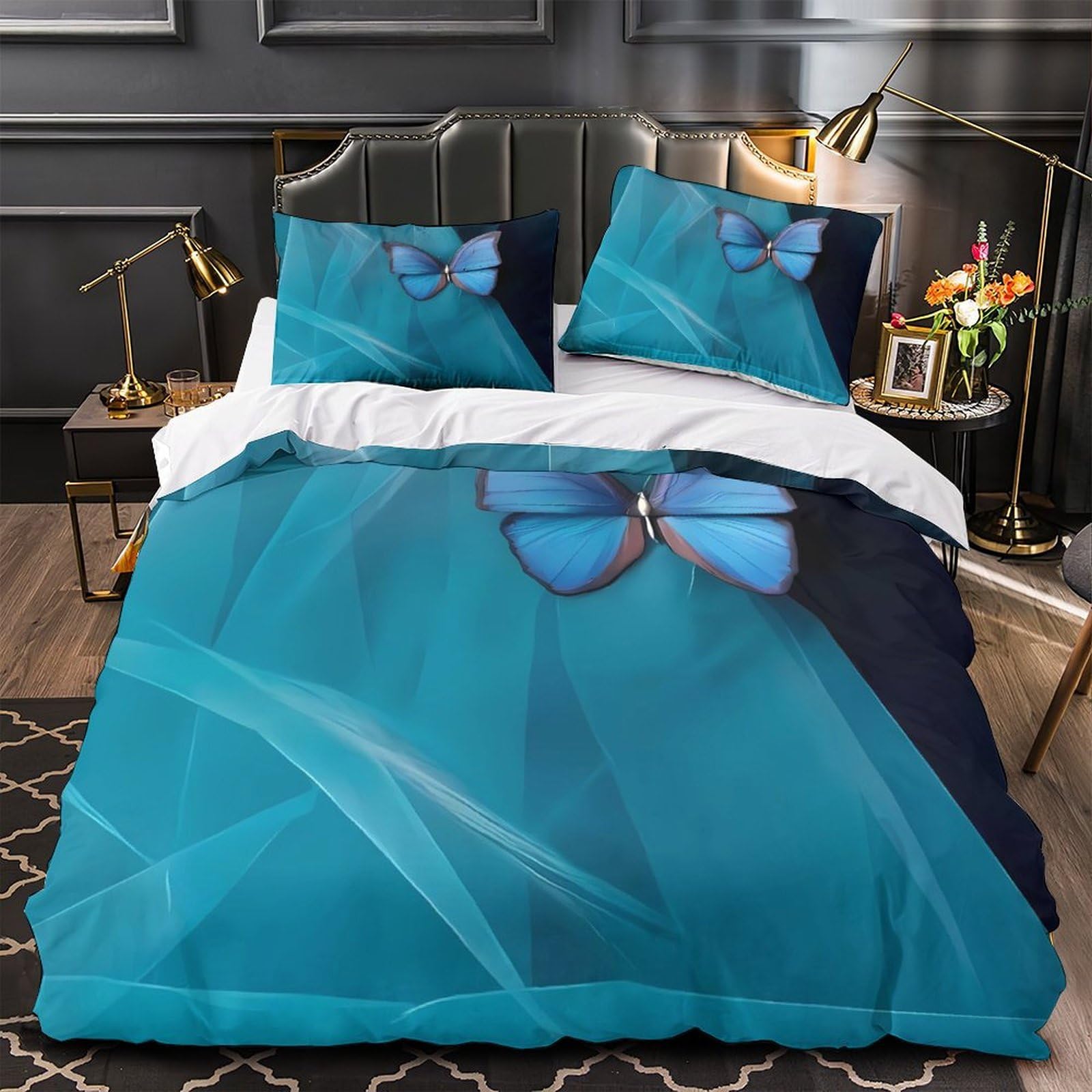 Parure de lit papillon anti-acarien housse de couette douce 135x200