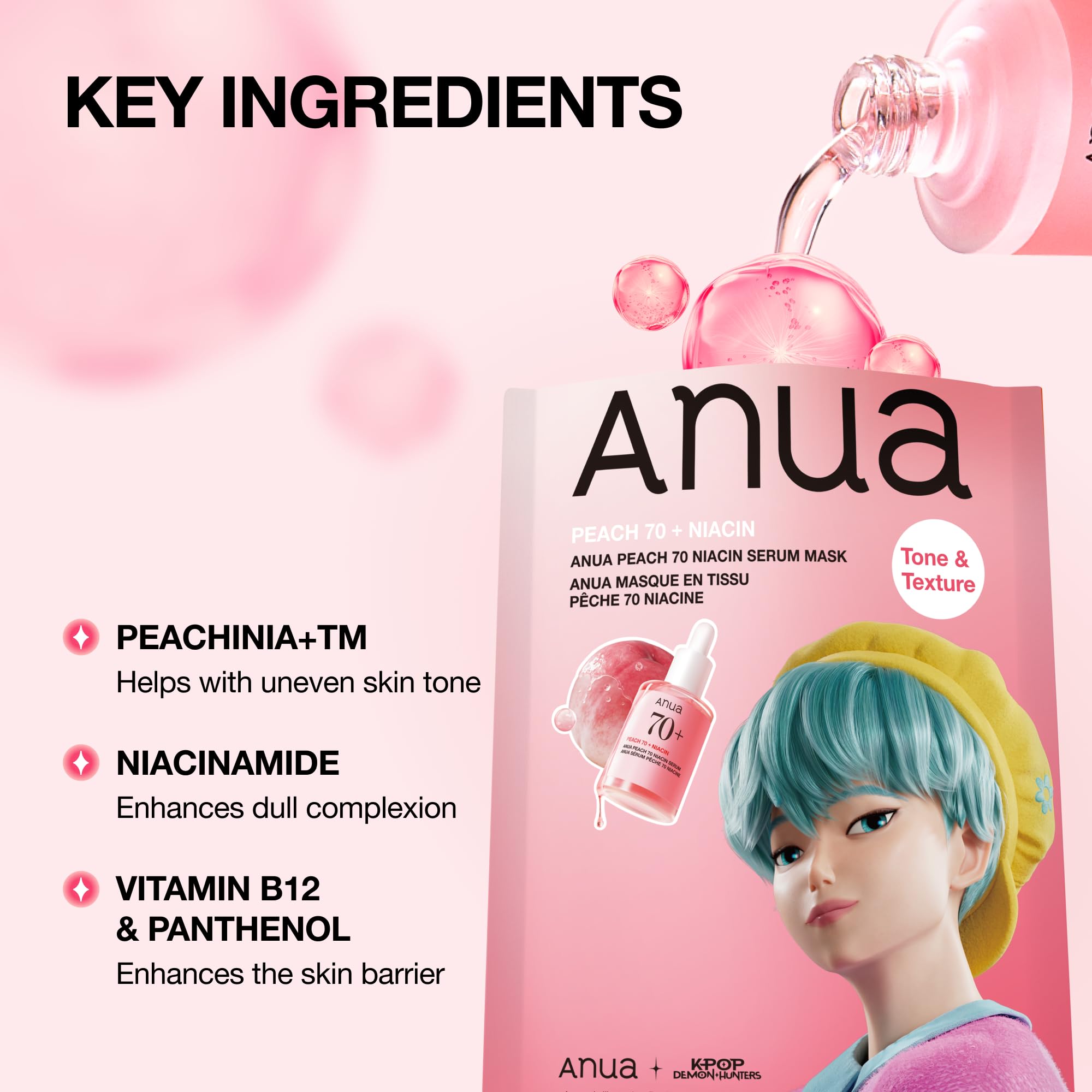 ANUA Masque Anua Mask, Hydrating Face Mask for Glass Skin, Dewy Glow and Firm Looking Skin, Korean Skincare, 10 Sheet (Peach)