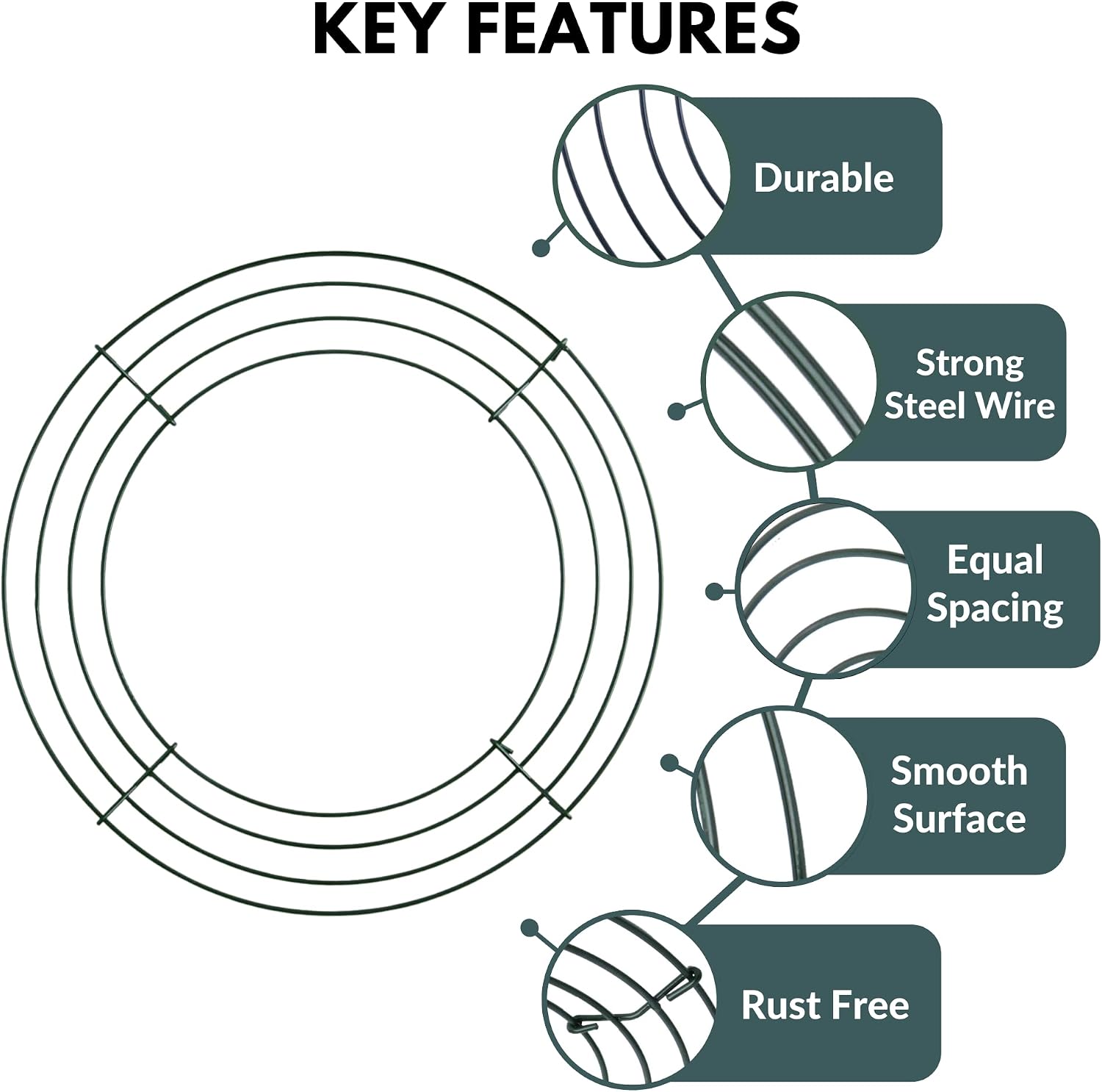 2-Pack 10 Inch Wire Wreath Frame – Round Metal Wreath Form image 4