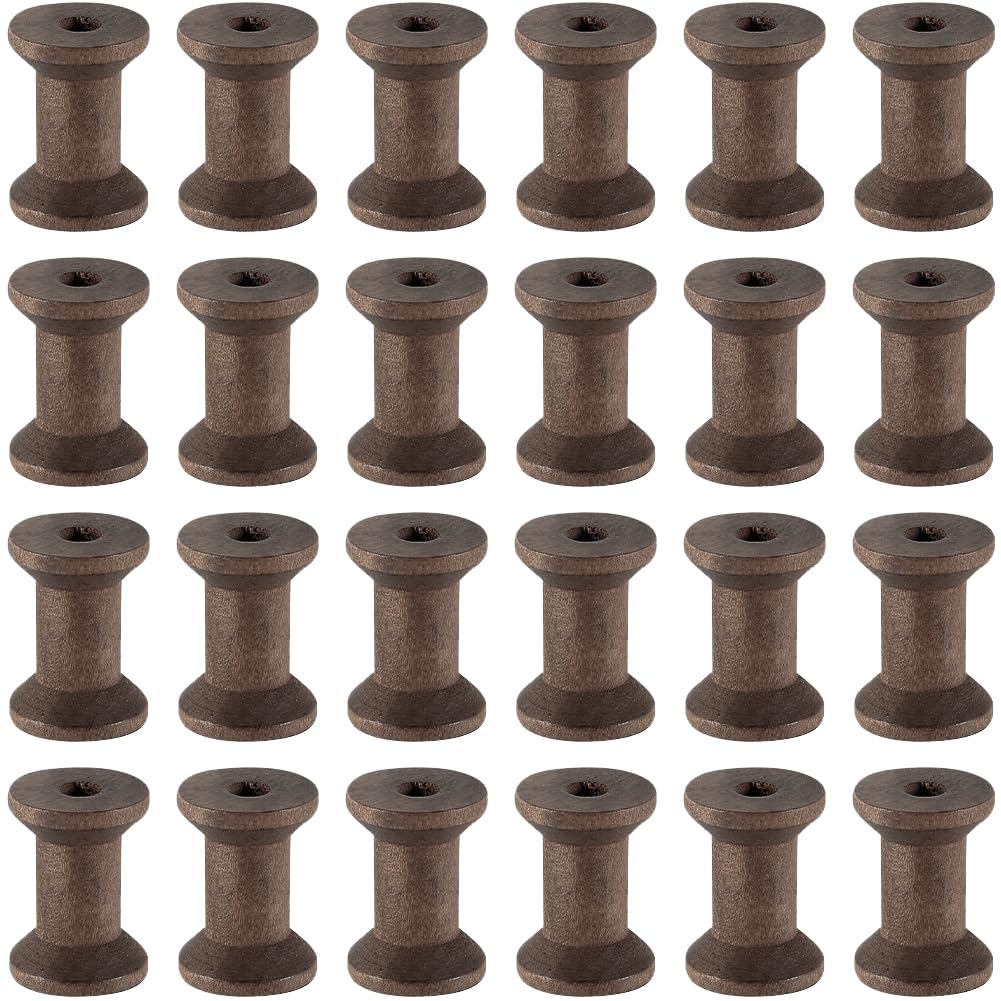 Bobinas de hilo de madera natural SUNNYCLUE, 25 carretes pulidos sin terminar para textil y encaje