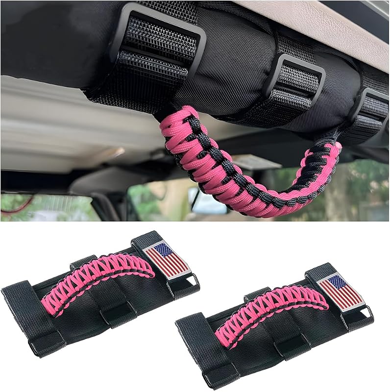 Alças de apoio para barra anticapotamento HZEL para Jeep Wrangler JK/JL/TJ, rosa – 2 unidades