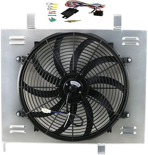 Cubierta de radiador de aluminio de alto rendimiento + ventilador de 16 pulgadas para Dodge Dakota Pickup 2005-2010 3.7L V6 4.7L V8 y Mitsubishi