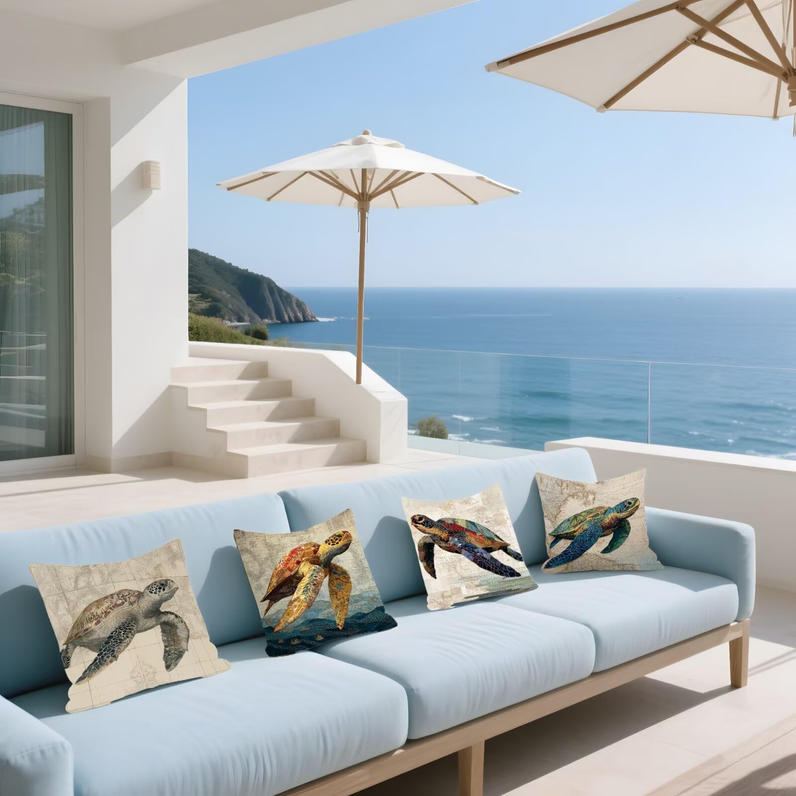 Cojines Sofa Fundas Cojines 70x70cm SúPer Suave Cojin Animal Océano Juego de 4, Fundas Almohada Impermeable Exterior, Interior Y Exterior Cojin Decorativos, Para JardíN SalóN Regalos NavideñOs P-101