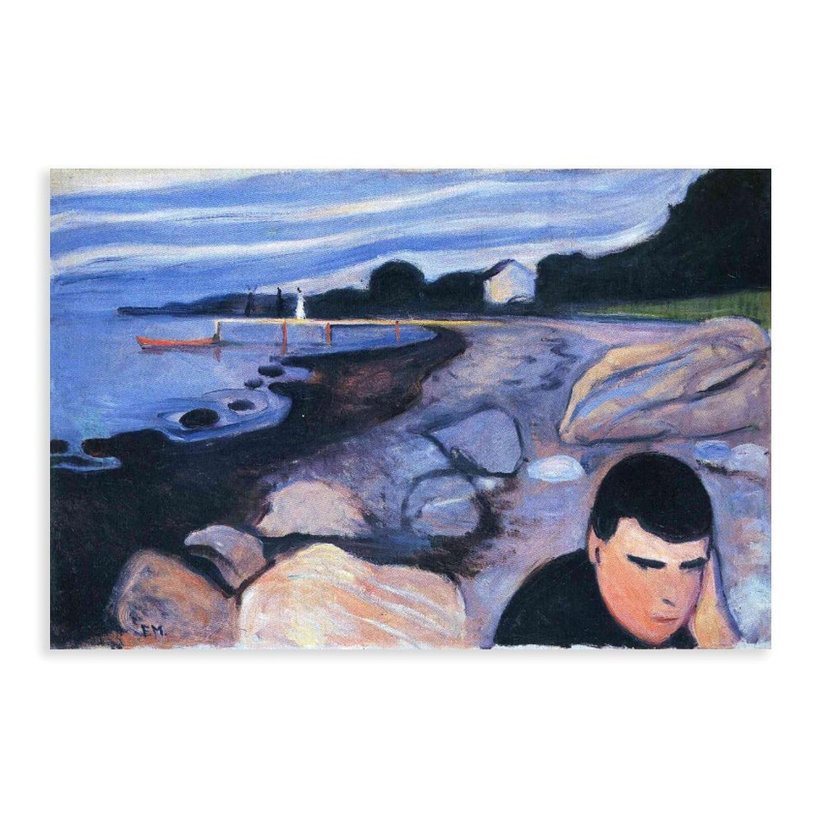 WCYB Melancholy by Edvard Munch Posters Prints Canvas Deco Paintings Wall Art Unframe 16" L X 24" W