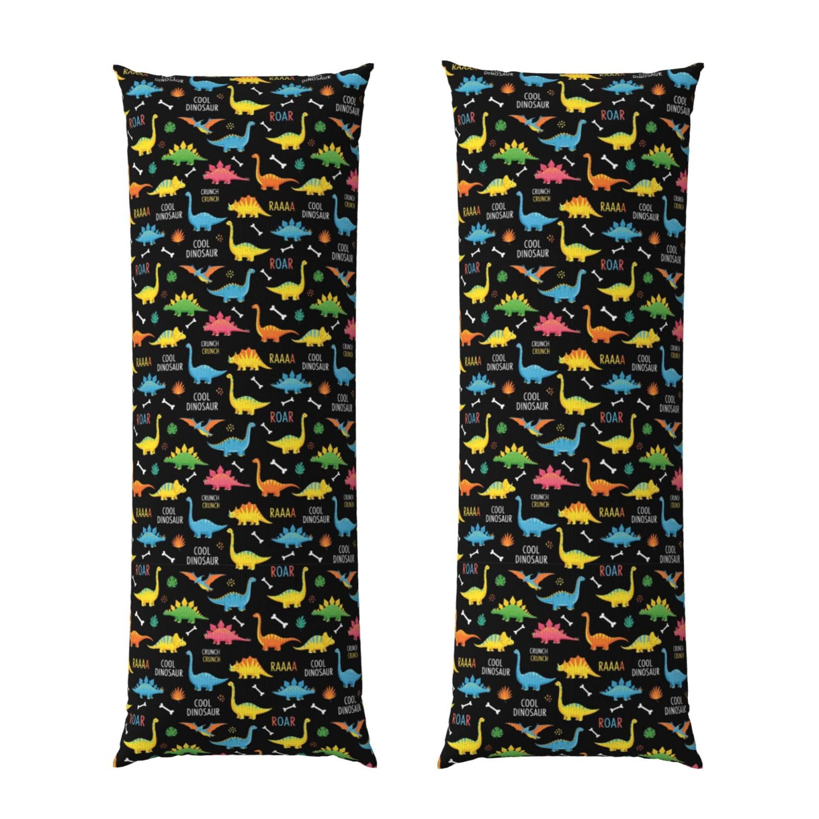 Long Pillow Cover 20x54 Inch, Colorful Dinosaur Black, Premium Quality Body Pillowcase with Hidden Zipper, Soft Breathable for Men Women Bed Sofa