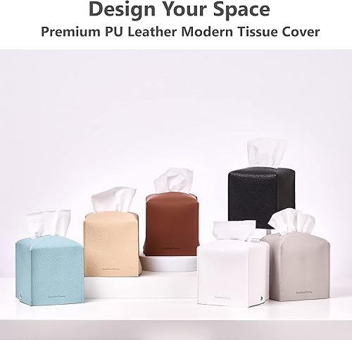 Miniatura 5 de Gashina Story Funda para caja de pañuelos  Funda de piel sintética de alta calidad  Organizador decorativo cuadrado de 5 x 5 pulgadas x 5 pulgadas