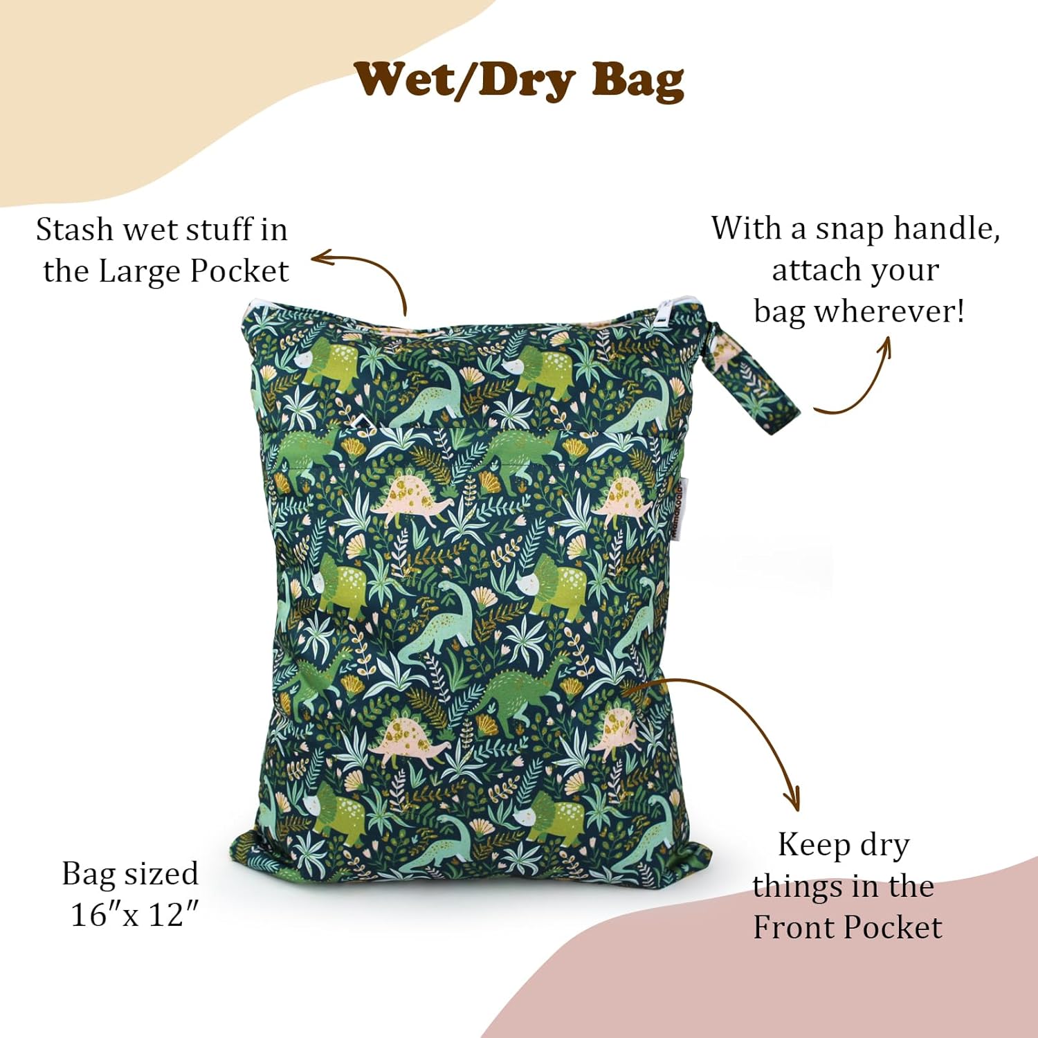 Mama Koala 3.0 Baby Cloth Diapers with 6 Inserts Bundle, with 2 Pack Wet Dry Bags, and 2 Waterproof Pail Liners