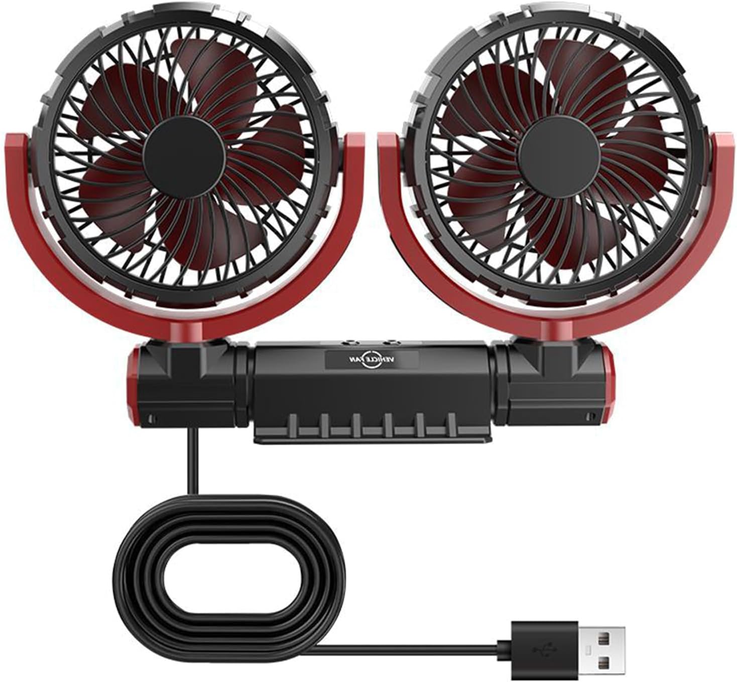 USB Car Fan Dashboard Small Fan 3 Speed Strong Airflows Car Trucks Cooling Fans Adjustable Double Head Low Noise