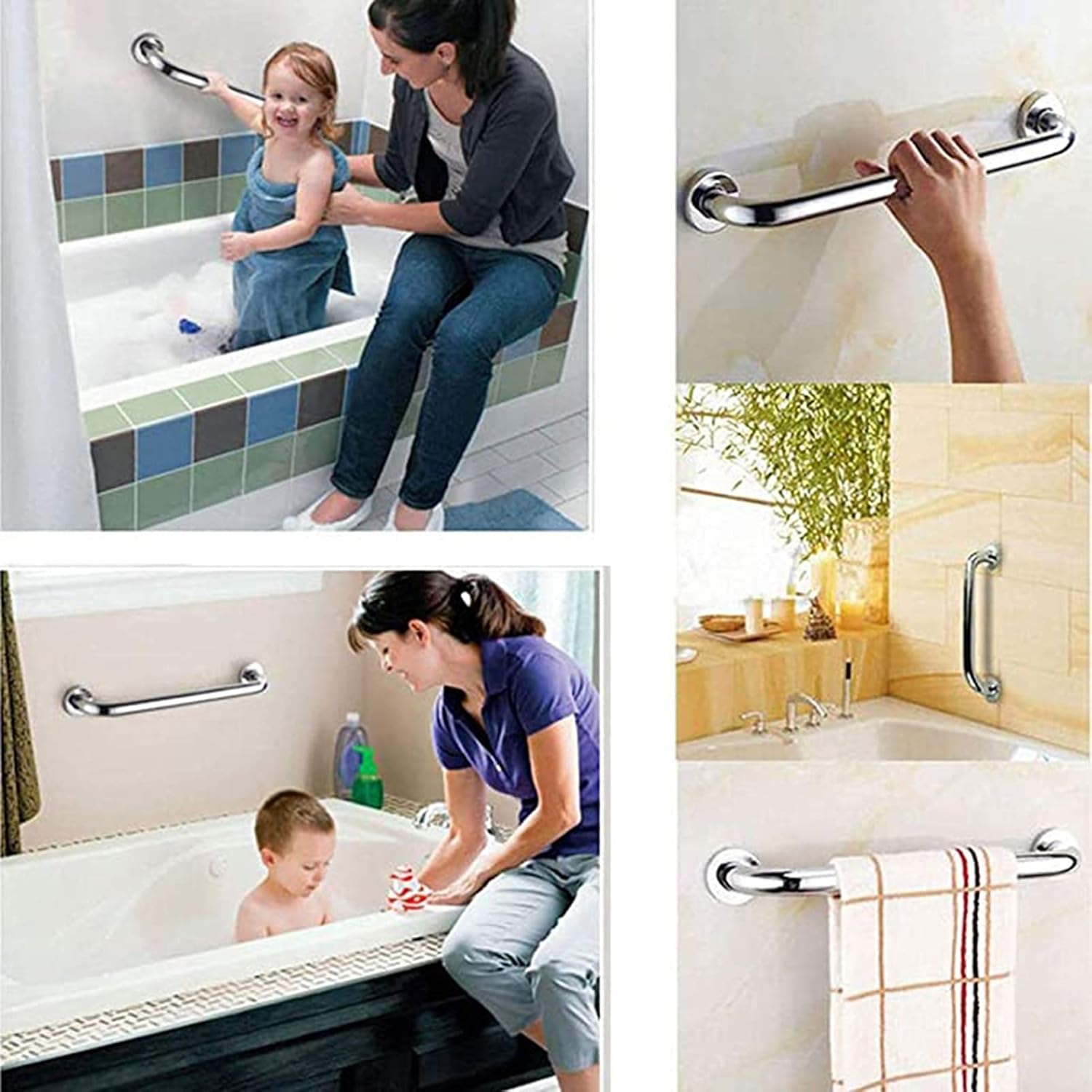 Shower Handles, Grab Rail,Shower Grab Bar Safety Non-Slip Grab Handle for Bathtubs Kitchens,Elderly Pregnant Handicapped Auxiliary Supports Wall Mounted,52.5cm