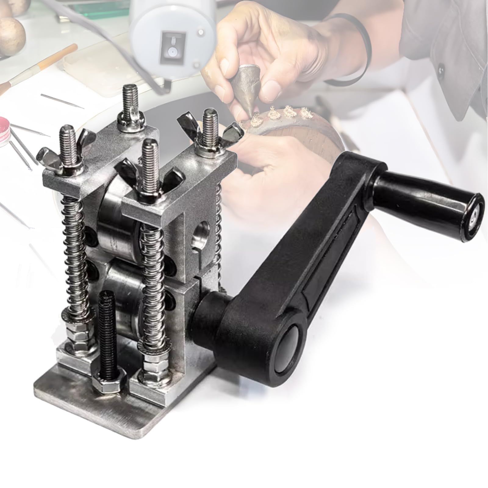 COYEUX Manual Jewelry Rolling Mill, Stainless Steel Metal Press Machine With Adjustable Thickness, Cnc Gear Design For Rolling Gold Silver Brass Copper, Diy Handmade Jewelry Making
