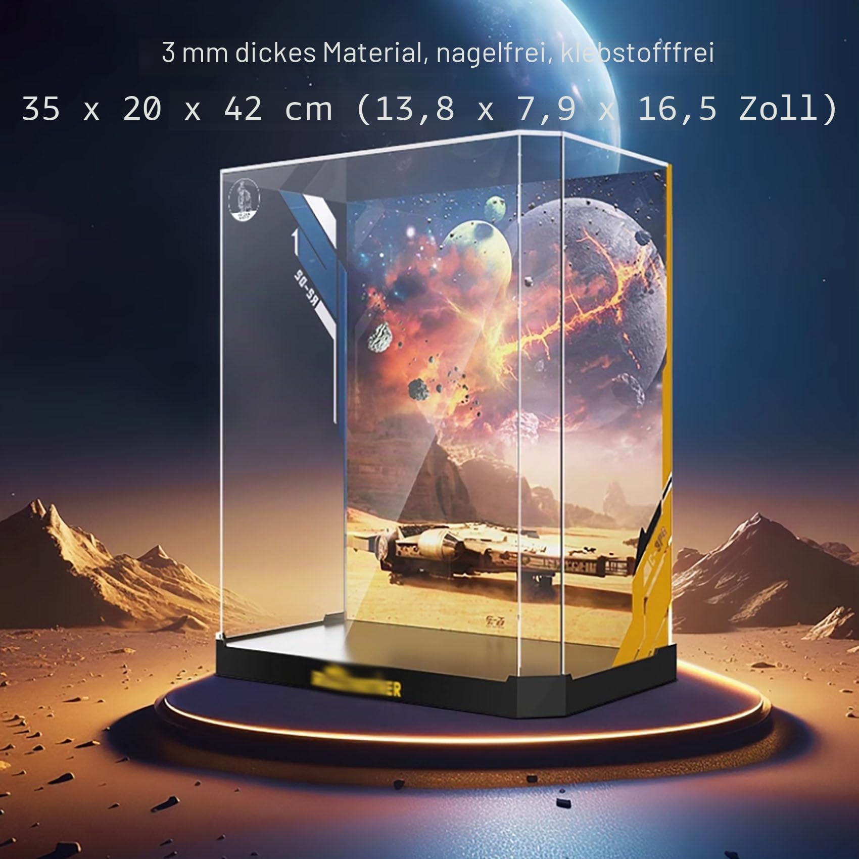Acryl-Vitrine für Lego 75398 + 75379 Star Wars C-3PO/R2-D2, staubdichte Box, Aufbewahrungsbox, transparente Displaybox, kompatibel mit Lego (nur Hülle, kein Modell)