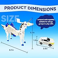 Vista 3 de Juguete de coche de unicornio transformador de colisión, 2 autos que se estrellan y se transforman en juguetes de robot de unicornio para niños