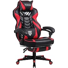 Vonesse Gaming Chair, Big and Tall Gaming Chair with Footrest and Massage, Gaming Chairs for Adults with Lumbar Support, Ergonomic High Back Computer Chair with Pocket Spring Cushion (Red/Black)