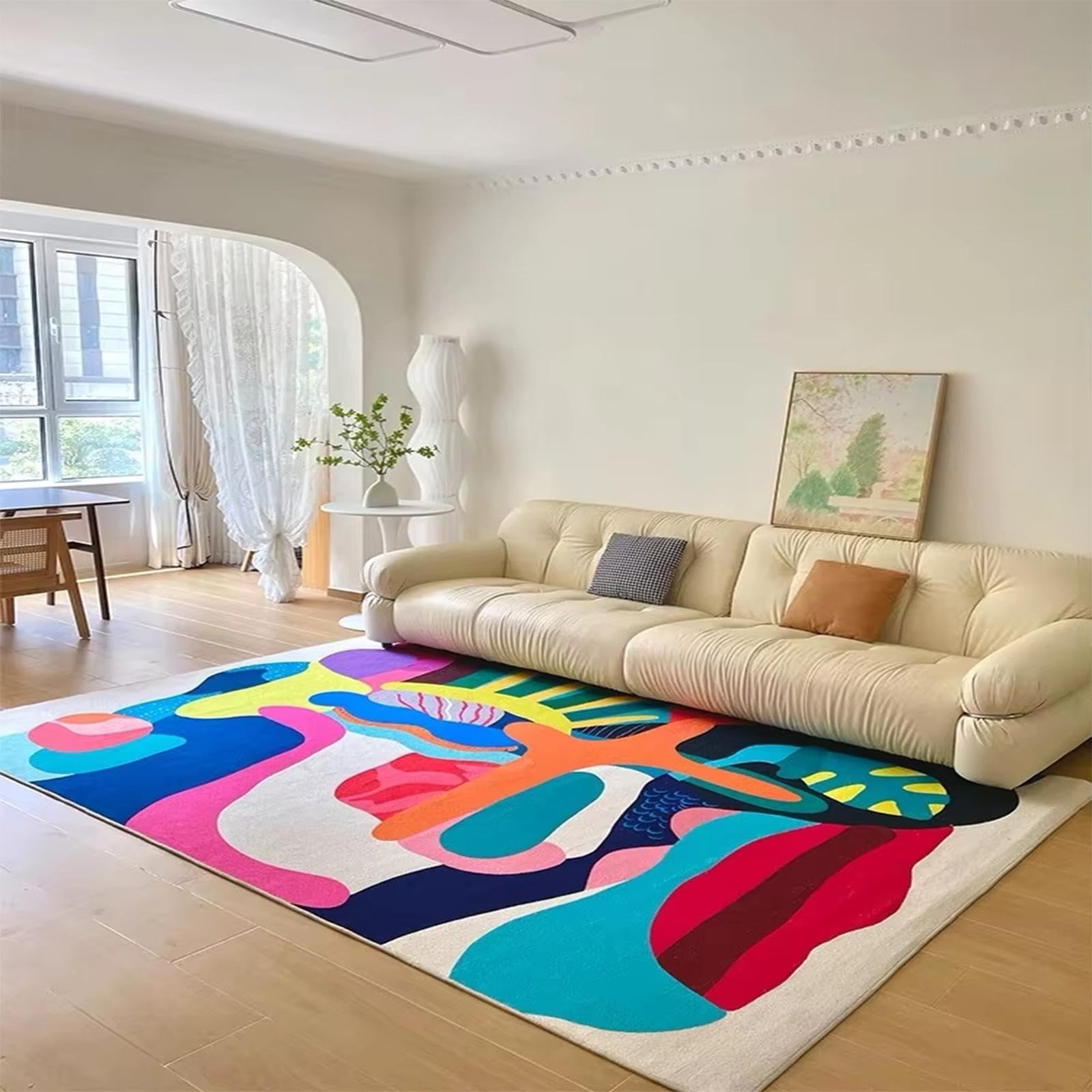 Tapis de salon abstrait multicolore pour une décoration chaleureuse