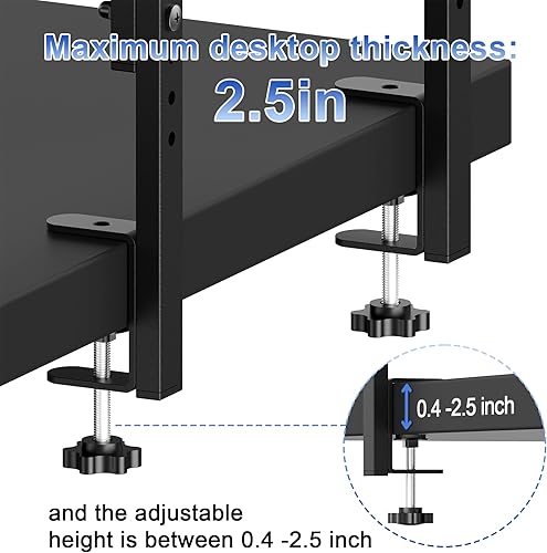Miniatura 6 de Spacrea Estante de escritorio con abrazadera en el estante de escritorio, organizador de estantes de escritorio de oficina de 2 niveles, estante de