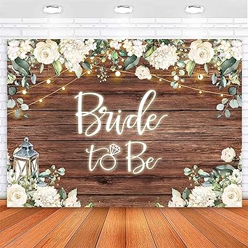 Sensfun Bride to Be Bridal Shower Backdrop Rustic White Flowers Brown Wooden Wall Engagement Party Background Miss to Mrs Wedding Shower Decorations Photo Booth Vinyl Banner 7x5ft