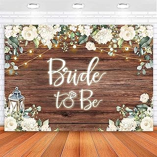 Sensfun Bride to Be Bridal Shower Backdrop Rustic White Flowers Brown Wooden Wall Engagement Party Background Miss to Mrs Wedding Photoshoot Decorations Photo Booth Vinyl Banner 7x5ft