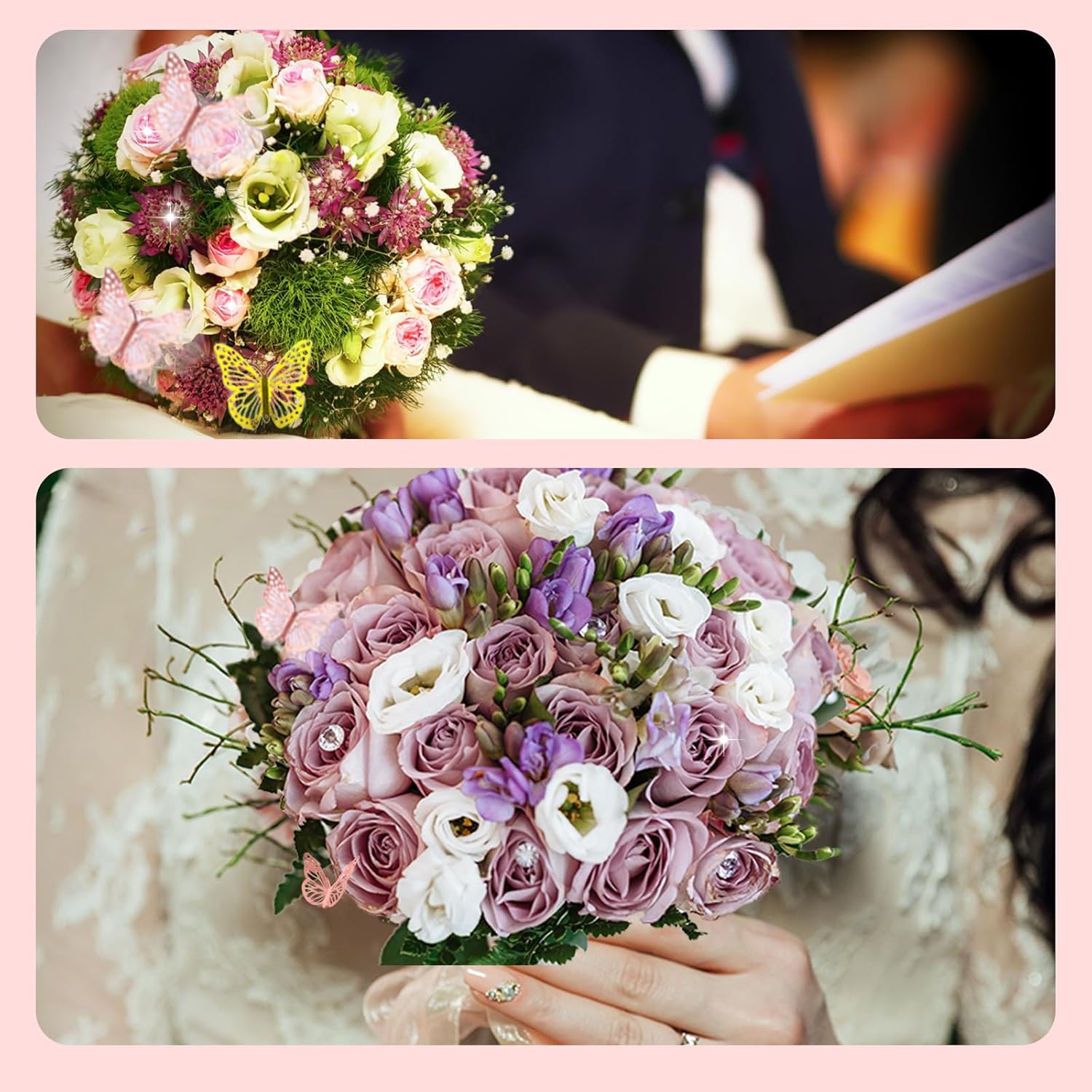 512Pcs Flower Wrapping Paper Kit with 120 Sheets Waterproof Floral Wrapping Paper 3D Butterfly Decor Crowns,Bouquet Pins Ribbons,DIY Crafts for Mother's Day Valentines Graduation Birthday Gift