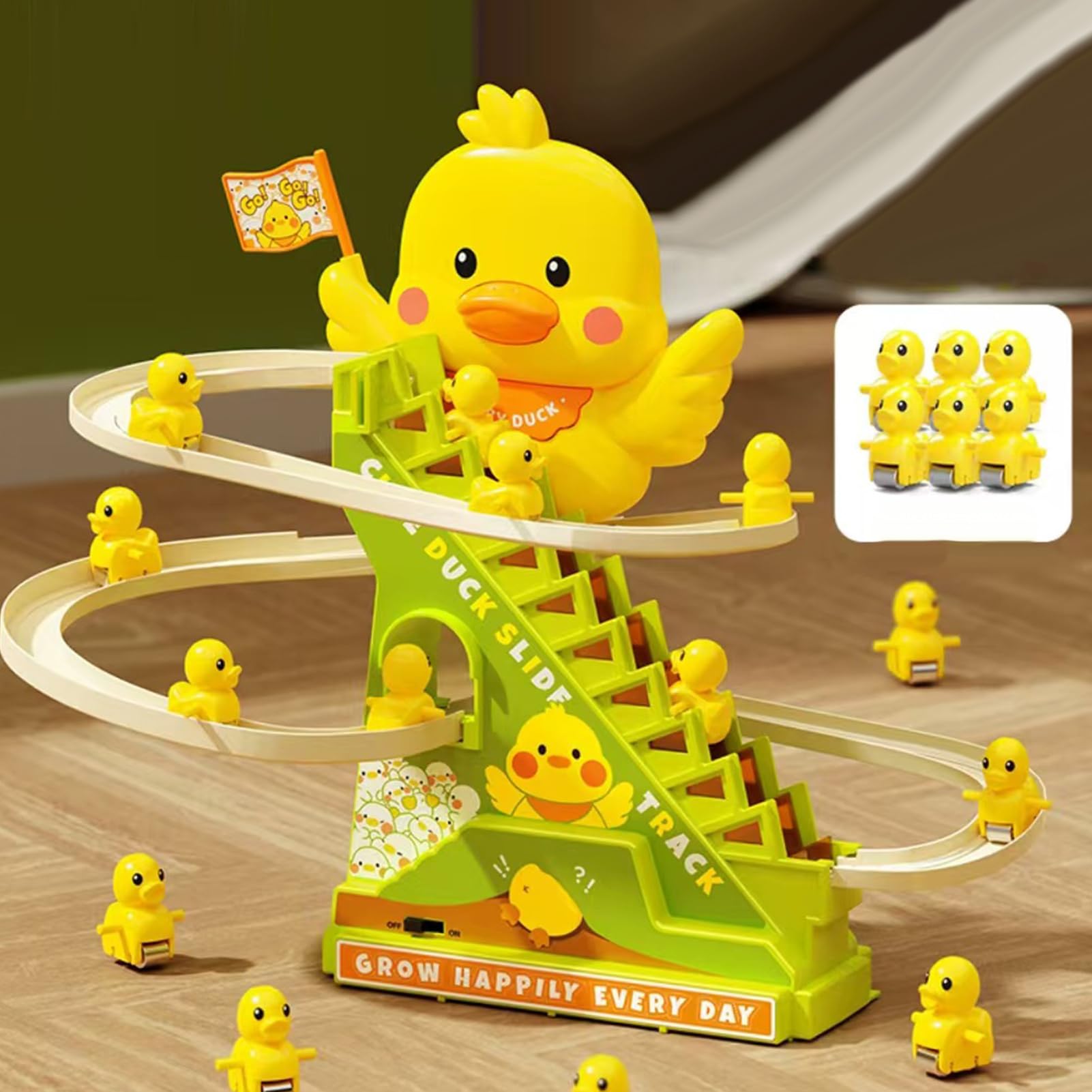 Patos trepador para caleras, luc intermitent y música, montaña rusa, juguete interactivo para caleras mecánicas, juguet interactivos para padr e hijos Patos trepador para caleras, luc intermitent y música, montaña rusa, juguete interactivo para caleras mecánicas, juguet interactivos para padr e hijos