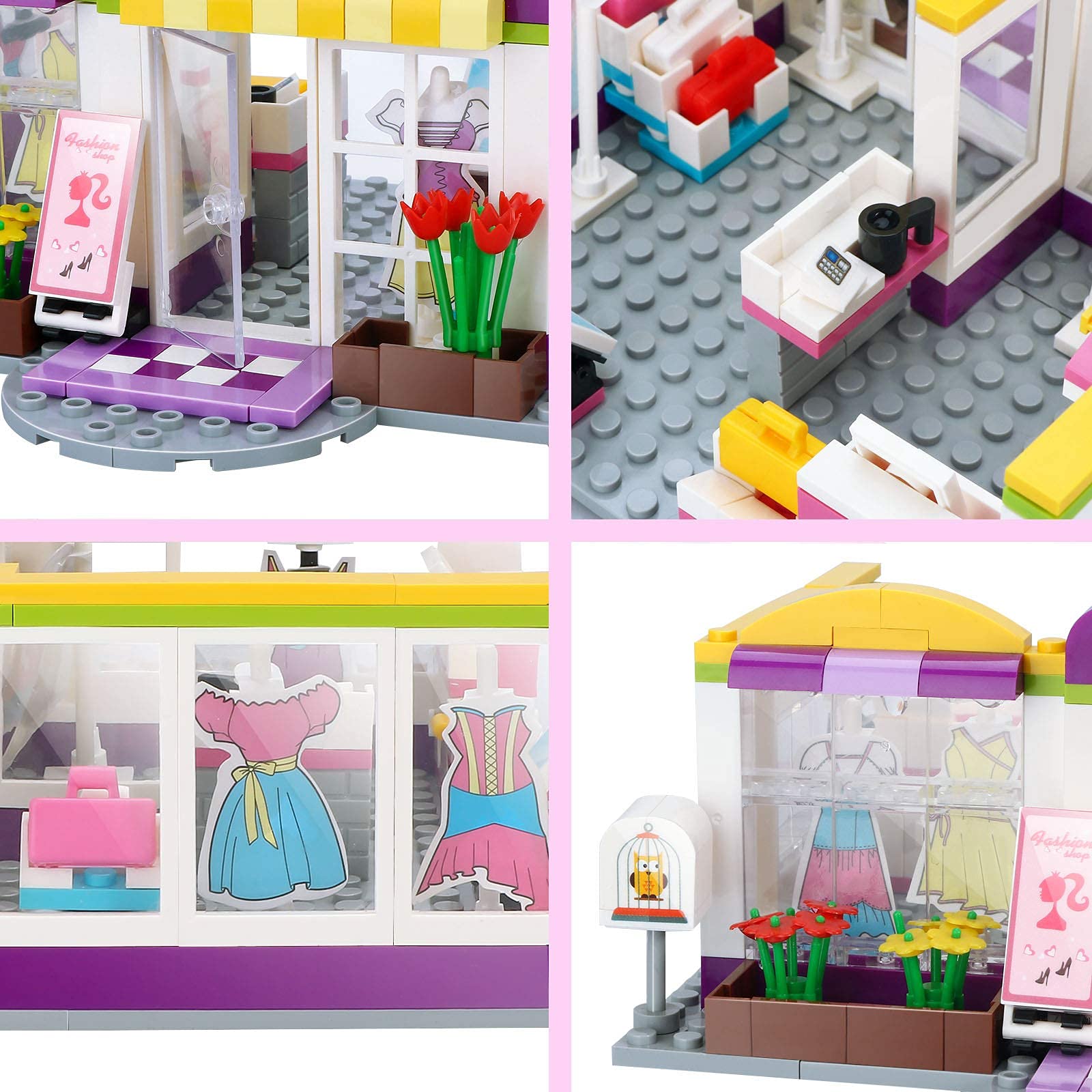 BRICK STORY Girls Friends Fashion Clothing Store Building Sets 263 PCS Shop  House Building Kit Creative Shopping Role Play Building Toys Christmas