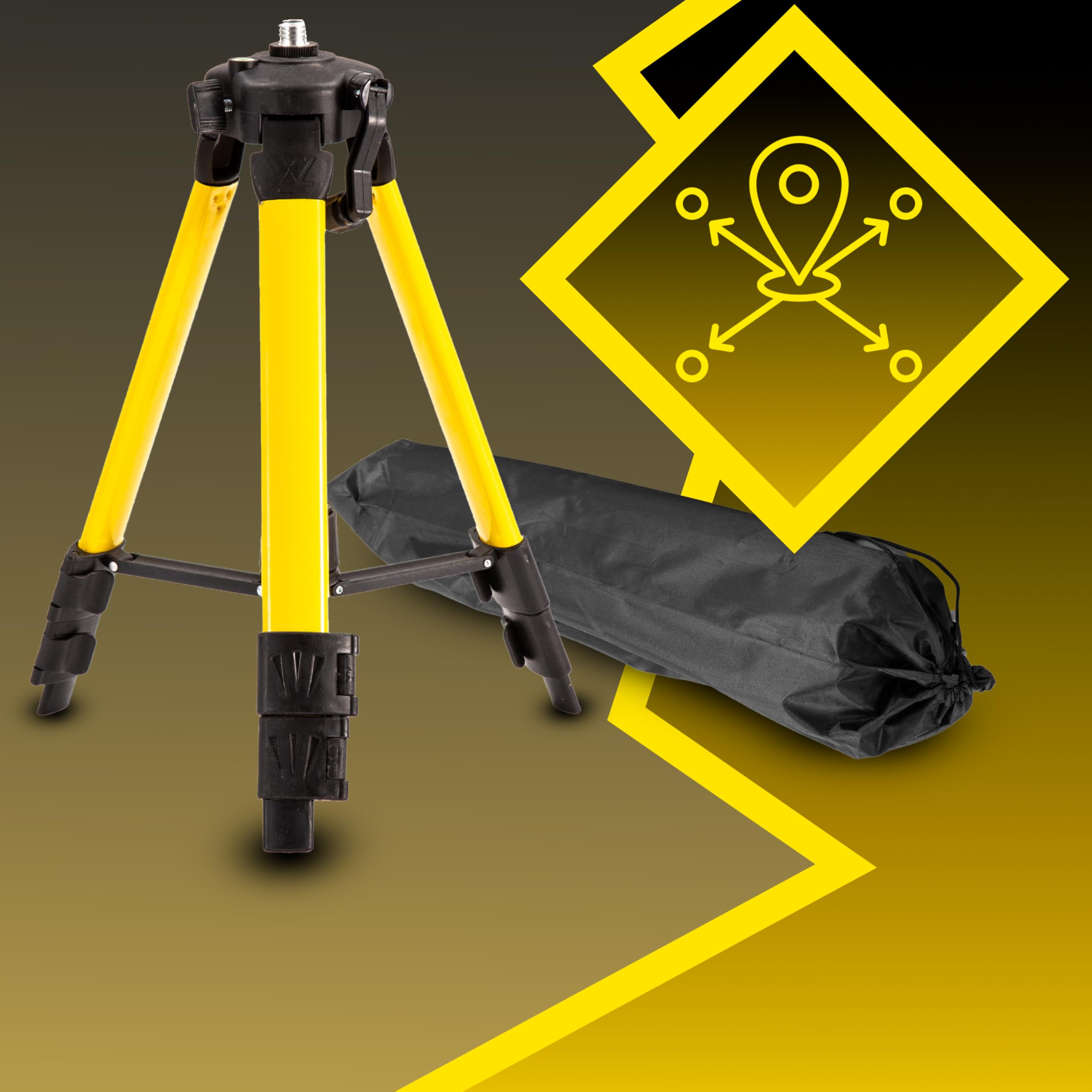 Retoo Trépied de Niveau Laser et Projecteurs 44–119 cm, Télescopique Support Aluminium Avec Filetage 5/8", Niveau À Bulle Intégré, Pied De Chantier Pour Atelier, Garage