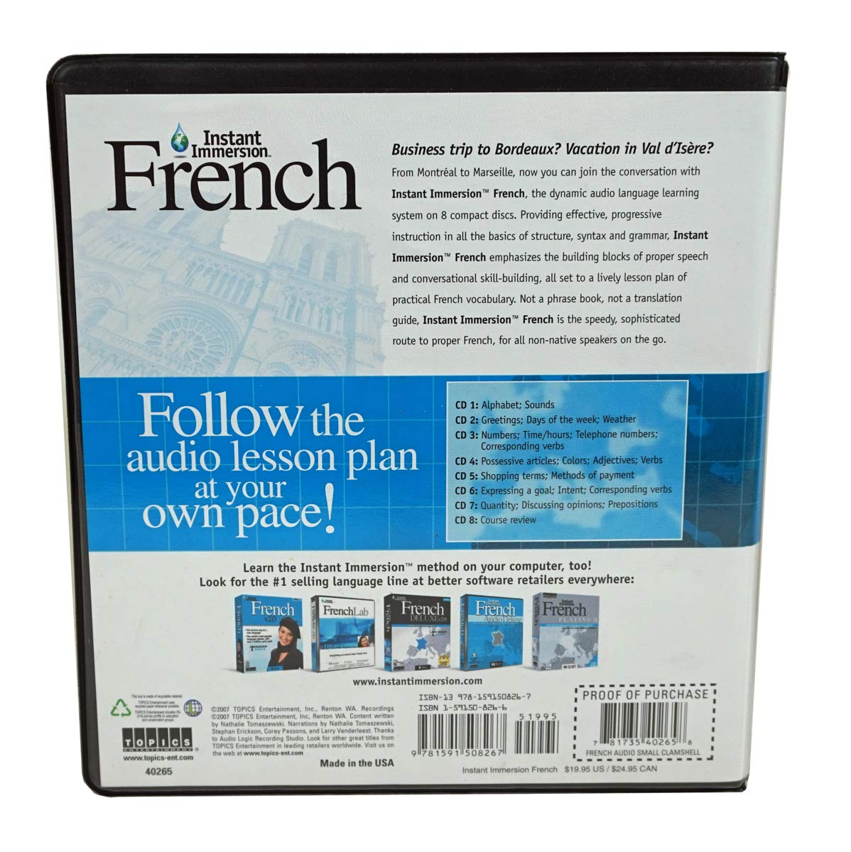 Topics Entertainment Learn How to Speak French Language - Instant Immersion 8 Audio CD Set - Image 4