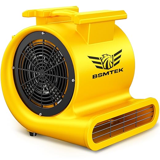 Air Mover Blower Fan, Industrial 1.5HP MAX10000CFM Monster Floor Blower Carpet Dryers - 3 Speeds, 4 Adjustable Angles, 15FT Long Cord, Stackable, Yellow - 2026 Upgraded
