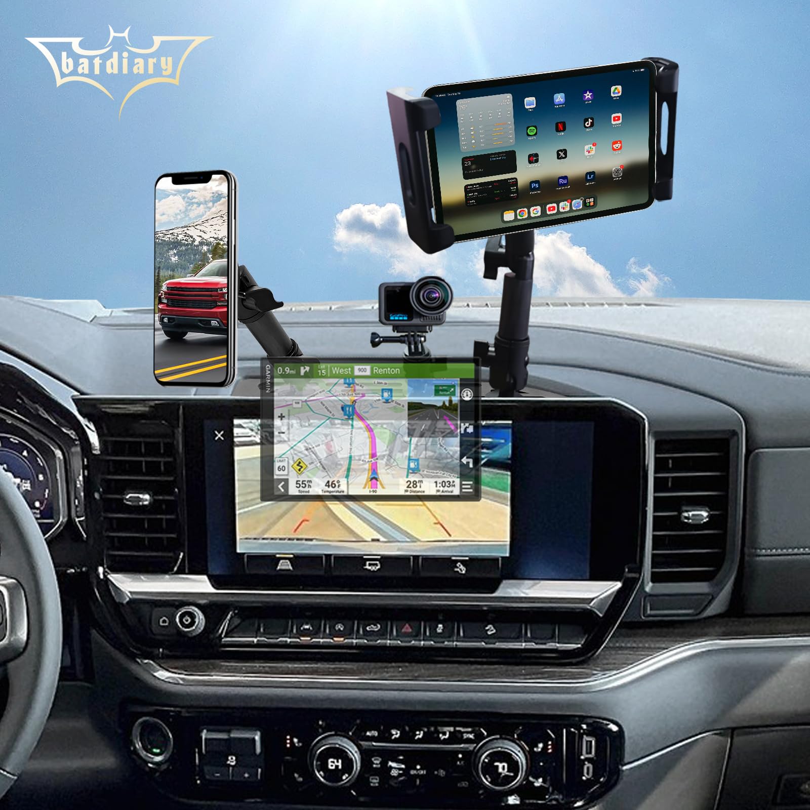 Soporte magnético para teléfono móvil compatible con Chevy Silverado 1500 2024 2025 Chevy Silverado GMC Sierra 2022 2023 2024 2025, accesorios de metal para teléfono celular, soporte de