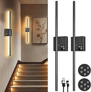 31in Wireless Wall Sconces Set of Two, [Creates Sunset Glow Ambiance] Di...