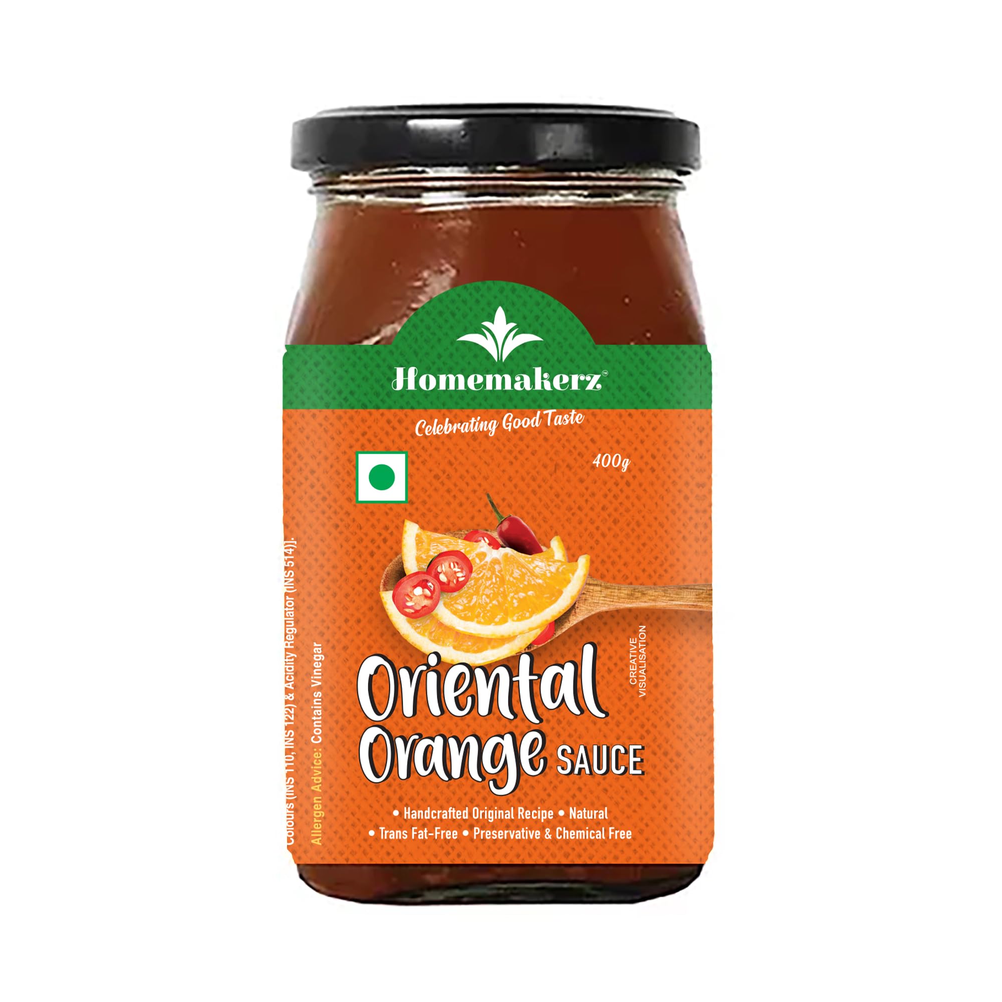 Homemakerz Oriental Orange Sauce - Sweet, Sour & Chilli Sauce - 400 gm - Preservative Free, Chemical Free & Oil Free