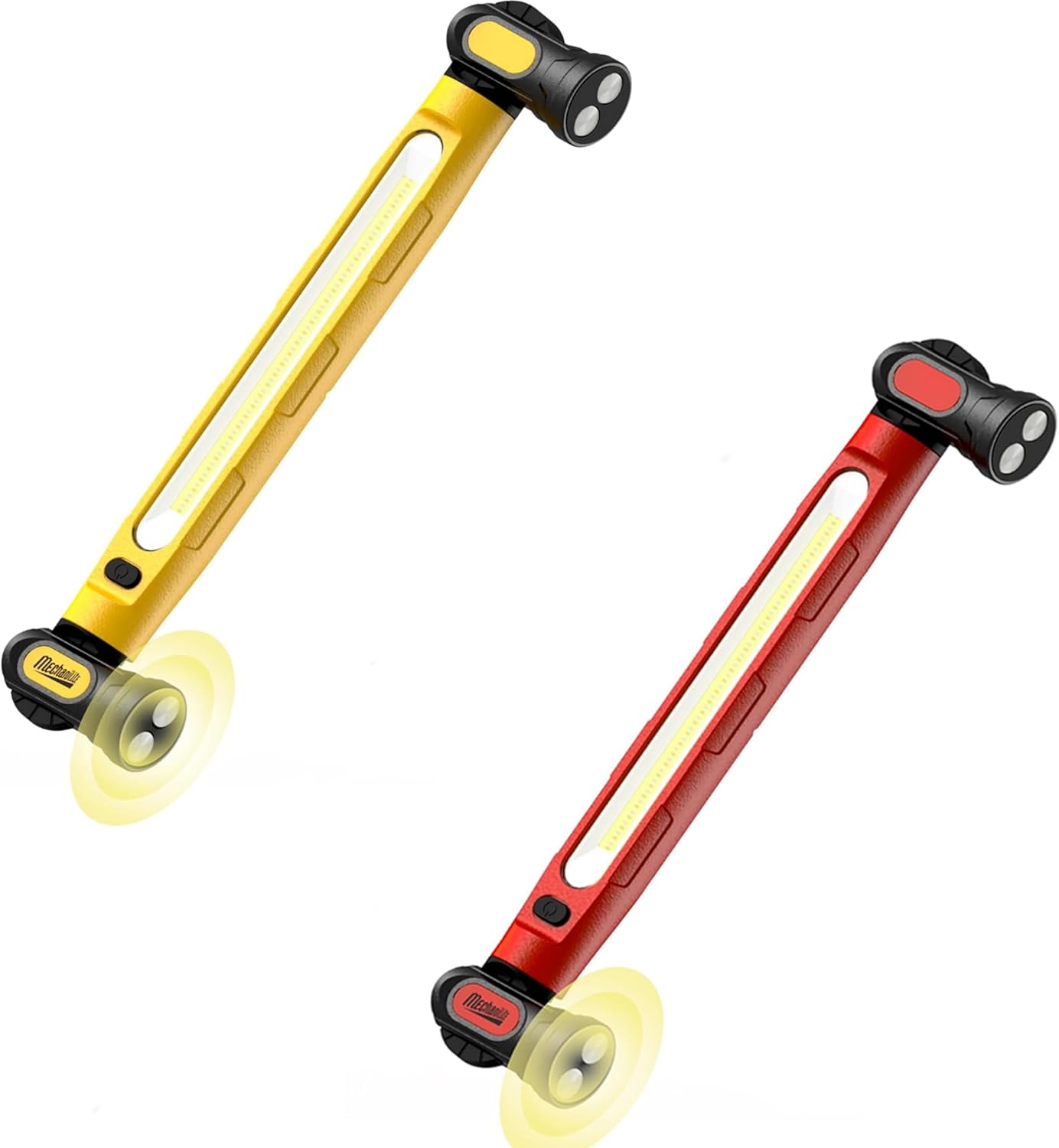 Under Hood Work Light Bar, 3000LM LED Magnetic Light Bar with Hooks, 5200mAh Cordless Rechargeable Hood Light for Mechanic/Car Repairing/Garage 2Pcs-Yellow & Red