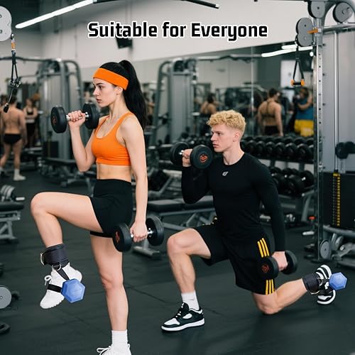 Miniatura 6 de Correas de tobillo para máquina de mancuernas y cables, accesorio de mancuernas de pies de mono con correa de nailon más larga y fuerte, entrenador