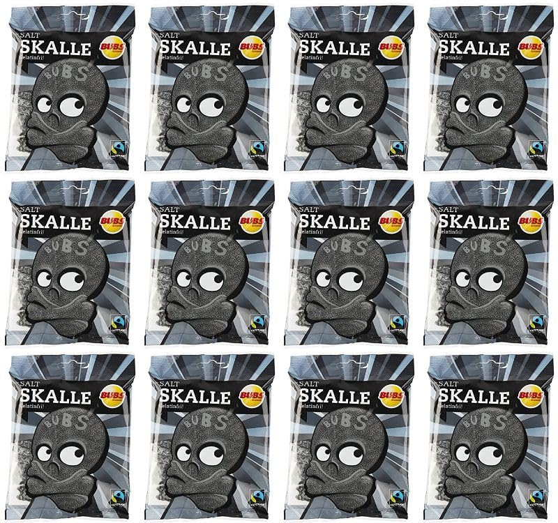 Bubs Skull Salty Liquorice 12 Packs of 90g