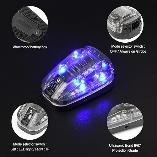 Miniatura 4 de NOBUHIRO Luz táctica para casco militar, luz de identificación militar opcional, 4 modos visibles LED + IR constant-onestroboscópica impermeable,