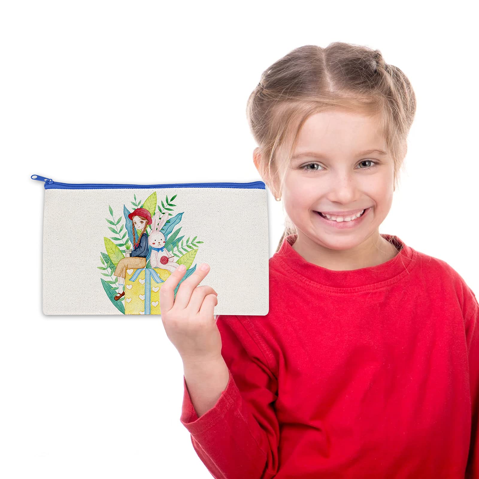 Cieex Trousse à Décorer 15 Pièces Pochette Tissu Zippée Personnalisable