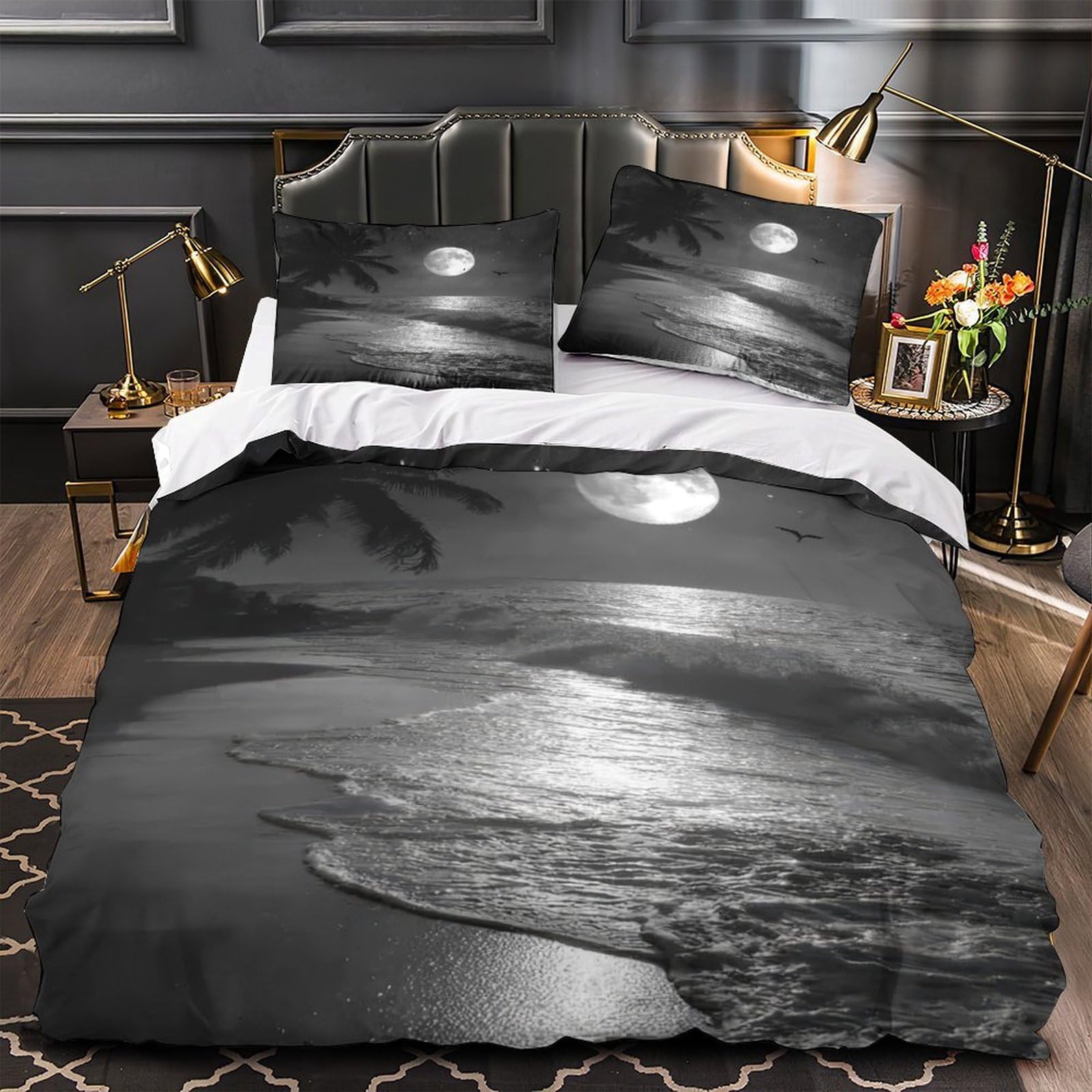 Housse de couette plage lune pour chambre d'ado garçon