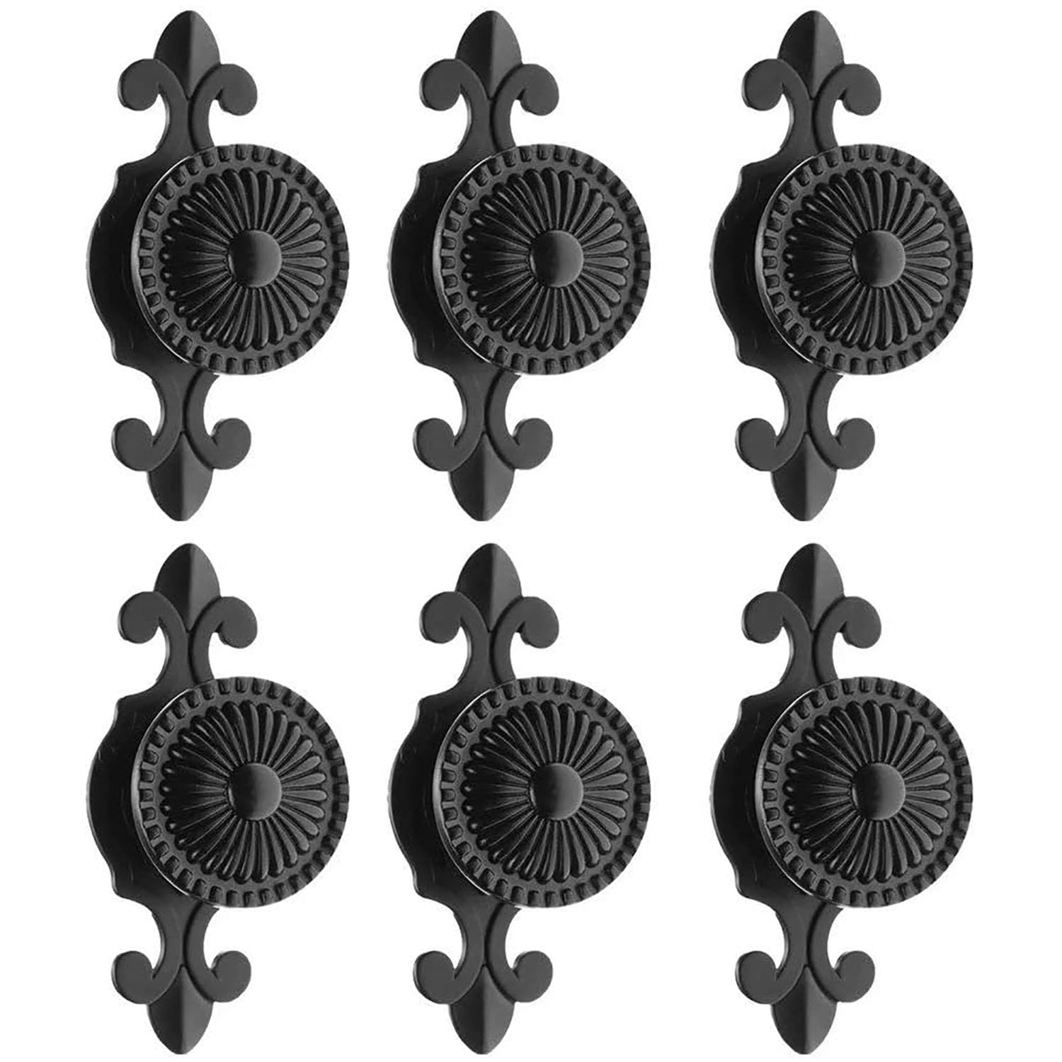 Plljiaxuamclnl Black 6 Pcs Retro Style Door Knob Vintage Zinc Alloy Knobs Decorative Furniture Handle For Kitchen Cabinet Door Drawer Closet Dresser Cupboard Wardrobe Handle (Black)