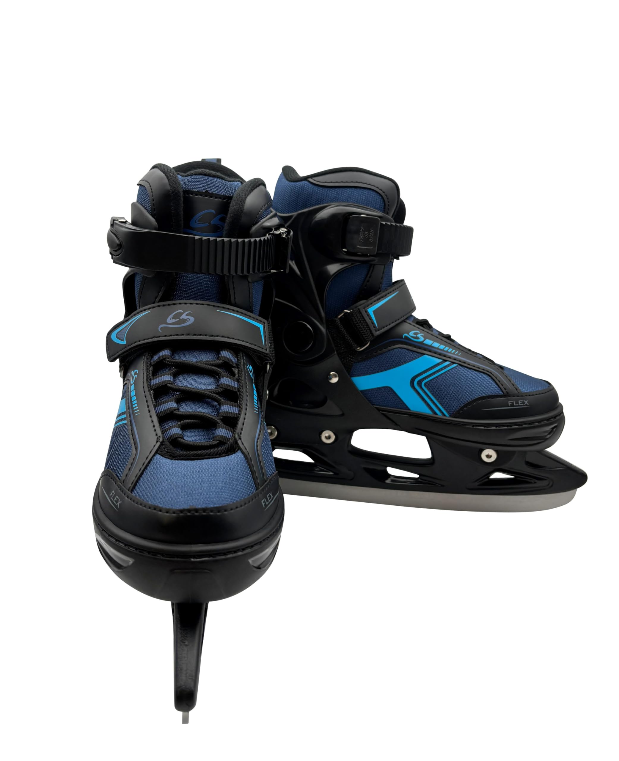 Cox Swain verstellbare Schlittschuhe Polar, Eislaufschuhe für Kinder, Jugendliche und Erwachsene bis 100KG, vorgeschliffene Edelstahlkufe, Softboot, Blue Gr. XS (29-32)