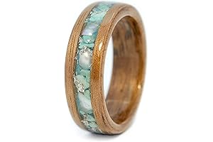 Walnut Bentwood Wood Ring with Turquoise Inlay