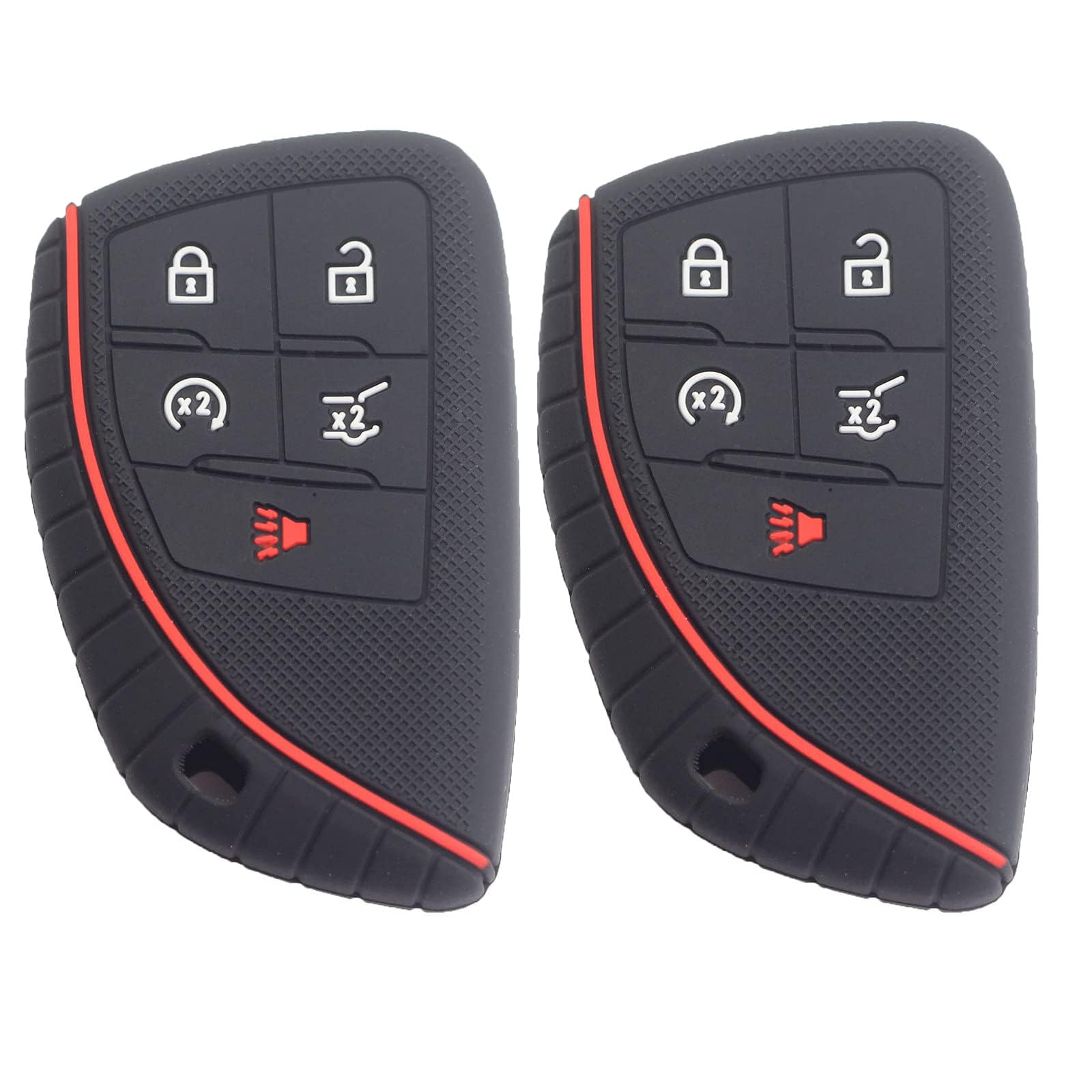 2pcs 5 Buttons Black Silicone Rubber Remote Smart Key Fob Case Cover Protector Holder Compatible with Chevrolet Chevy Suburban Tahoe for GMC Yukon 2021