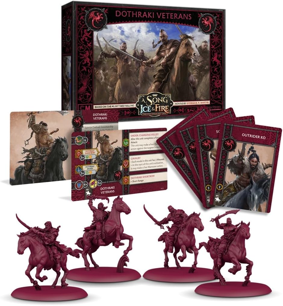 CMON A Song of Ice and Fire Tabletop Miniatures Dothraki Veterans Unit Box - Fearless Warriors of The Great Grass Sea, Strategy Game for Adults, Ages 14+, 2+ Players, 45-60 Minute Playtime, Made