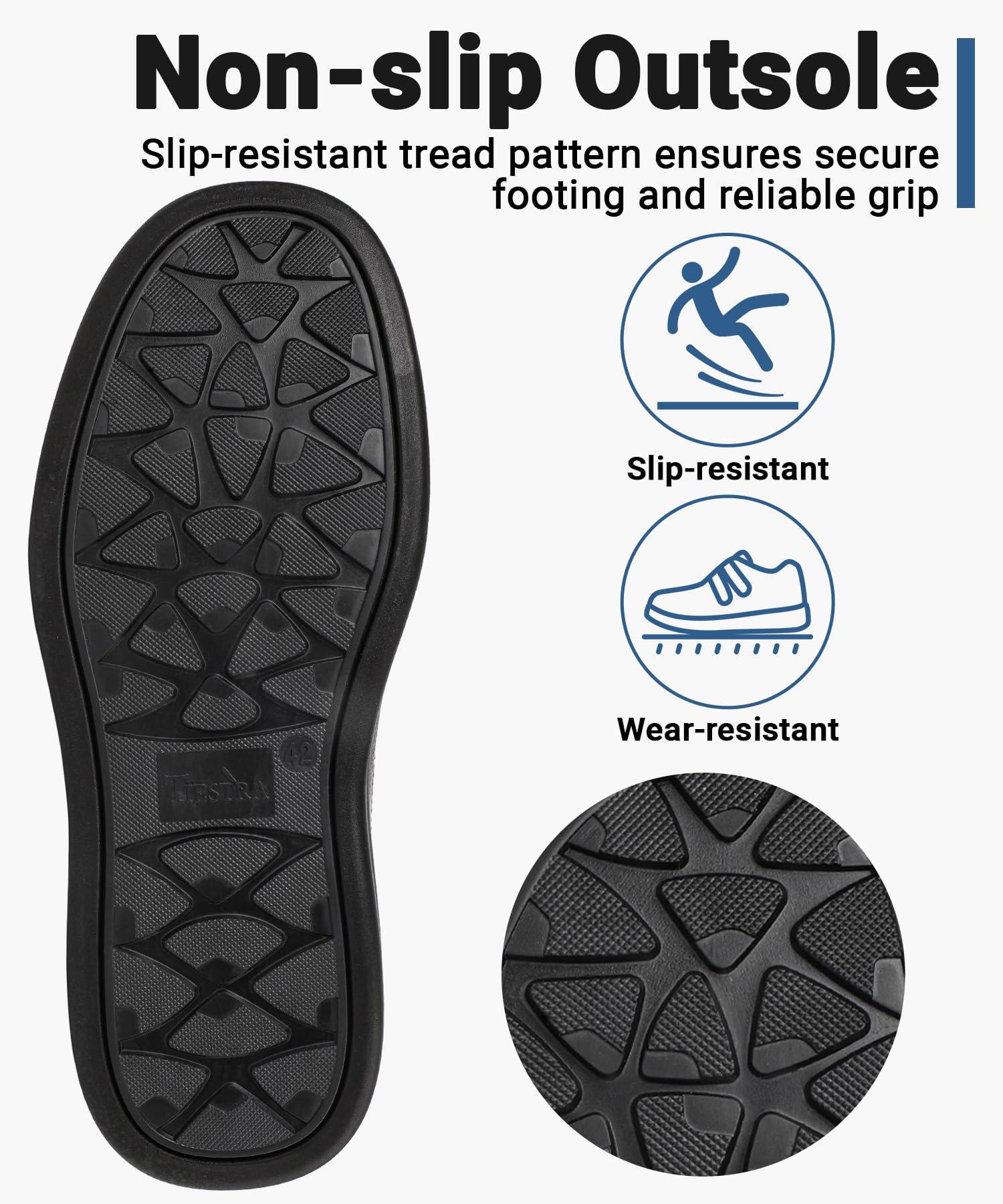 Herren-Leder-Slipper für Diabetiker & geschwollene Füße – verstellbarer Klettverschluss Wander-Sneaker, bequemes Kleid, lässige Oxford-Schuhe für Business