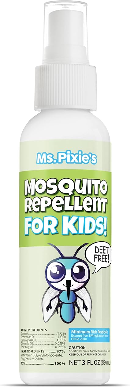 Ms. Pixie's Mosquito Repellent DEET Free Gentle Bug Spray for Children’s Skin.