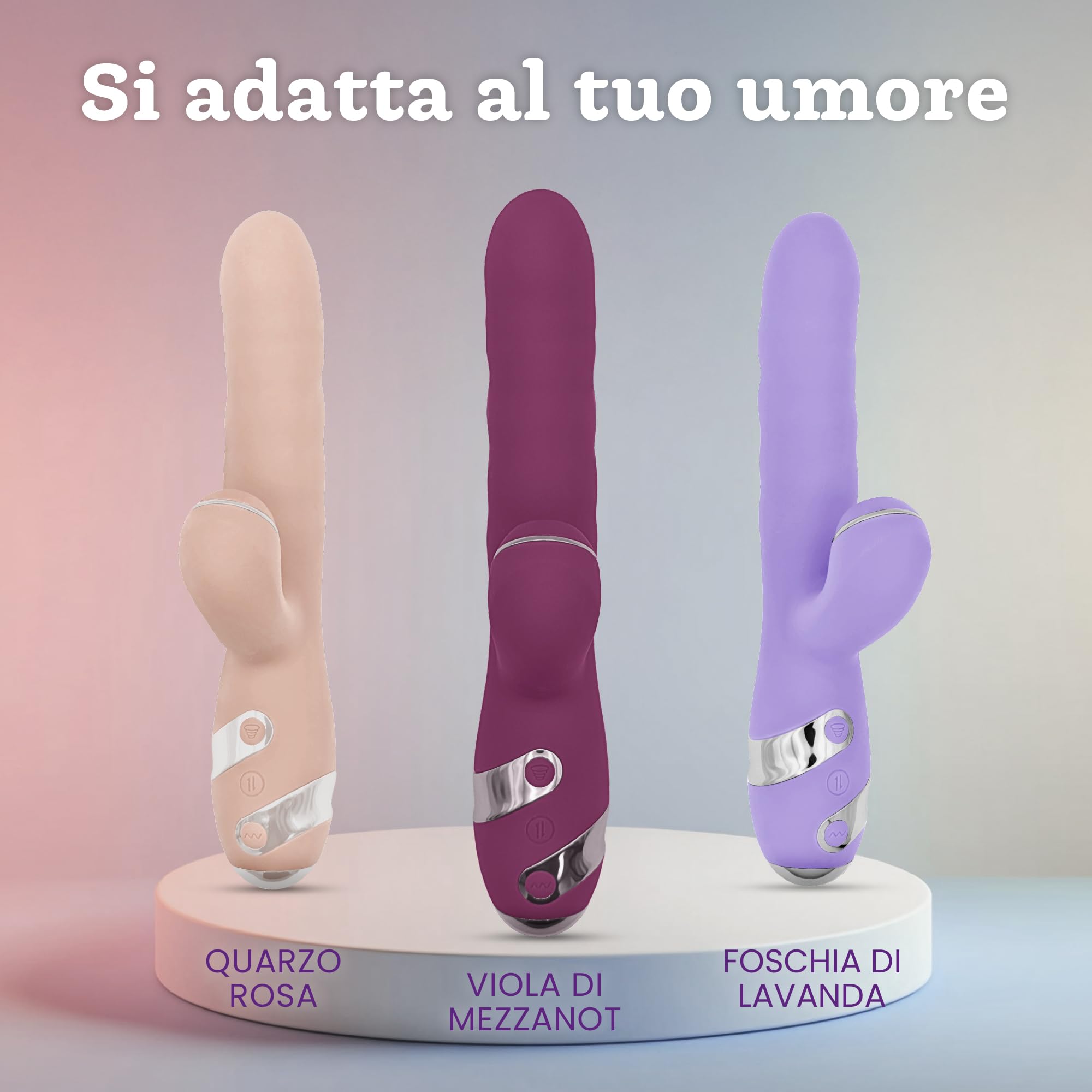 Oliver James Vibratore Rabbit 3-in-1 – Dildo a Spinta Discreto con 10 Vibrazioni, 10 Tap Tapping e 3 Modalità di Spinta | Stimolatore G-Spot e Clitorideo Impermeabile per Donne e Coppie