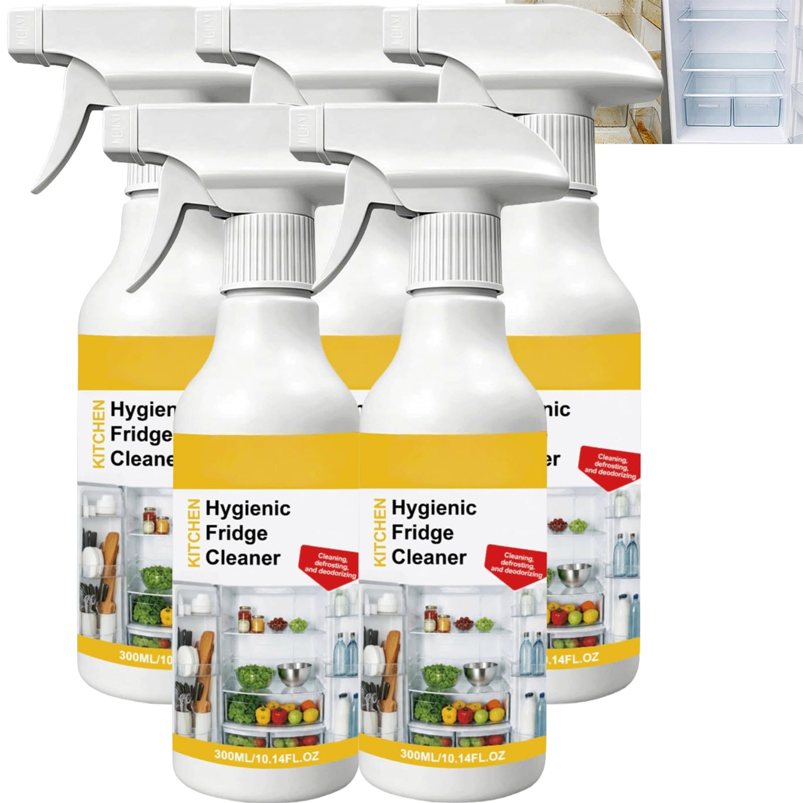 Potężny uniwersalny spray do czyszczenia lodówek - uniwersalny środek do czyszczenia lodówek, szybko działający odmrażacz i odmrażacz, silnie usuwa plamy, delikatnie usuwa zapach lodówki (5 szt)