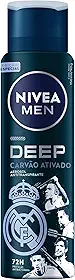 NIVEA MEN Desodorante Antitranspirante Aerossol Masculino Deep Original - Proteção prolongada de 48h, fórmula com carvão ativado, combate impurezas, antibacteriano, perfume prolongado