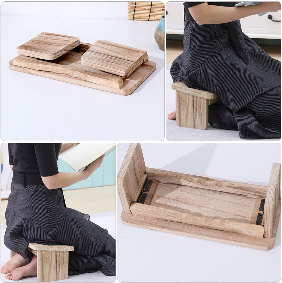 Meditation Kneel Sit Stool Wooden Meditation Bench for Home Temple Relaxation Non-Slip Design for Comfortable Sitting and Improved Circulation