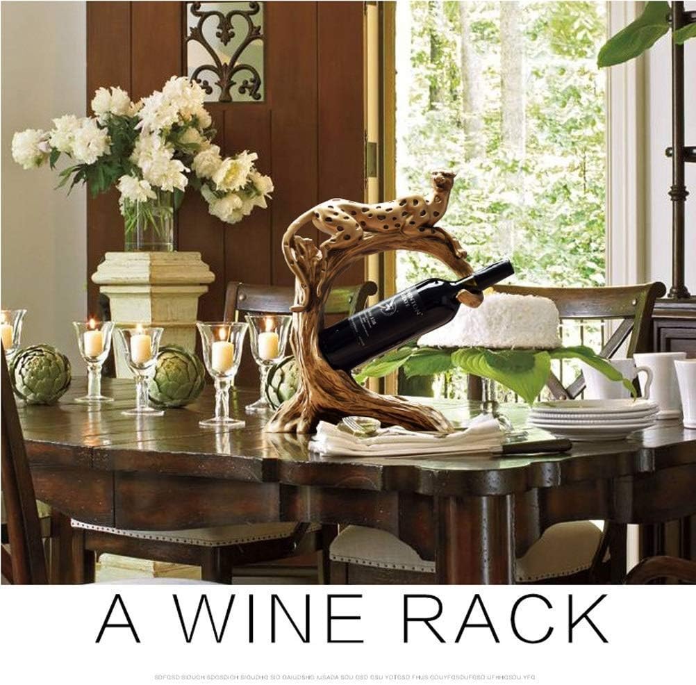 Wine Rack Wine Storage Holder Retro Cheetah Wine Rack Decoration Home Kitchen Restaurant Resin Wine Cabinet Display Countertop Cabinet Cellar Wine Storage
