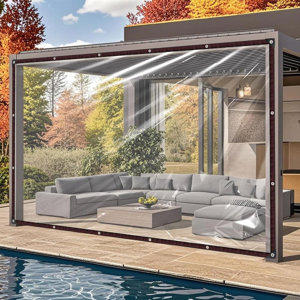Bâche en vinyle PVC imperméable avec œillets transparente pour extérieur