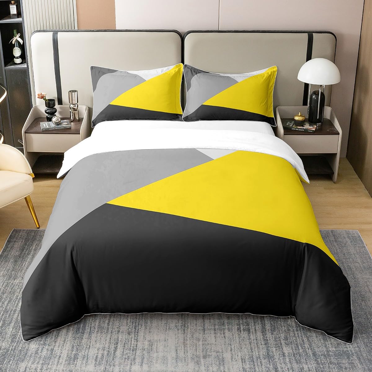 Homewish Housse De Couette 240 X 260 Enfant Géométrique Jaune, Parure